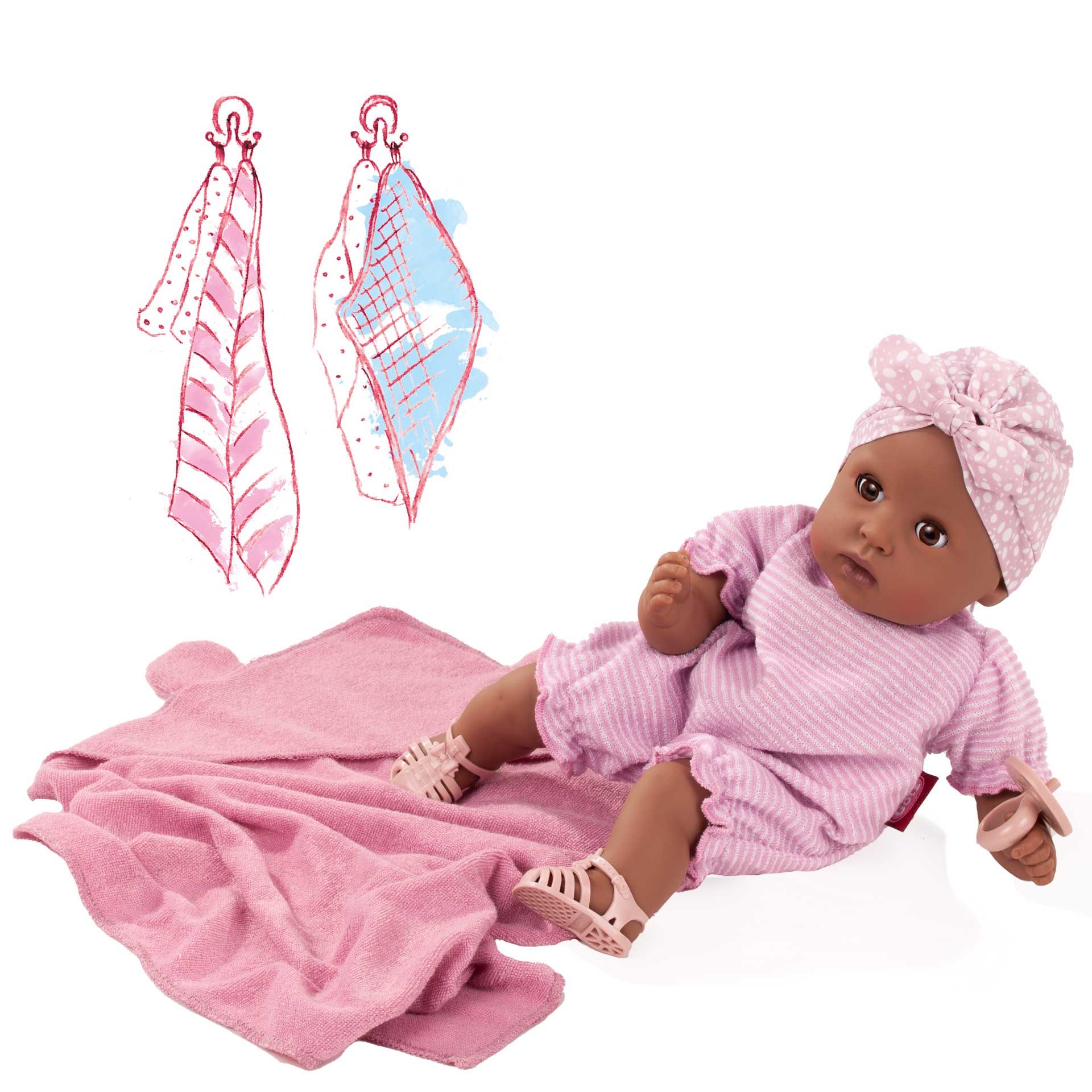 Götz doll Aquini poupée de bain flamant rose 33cm