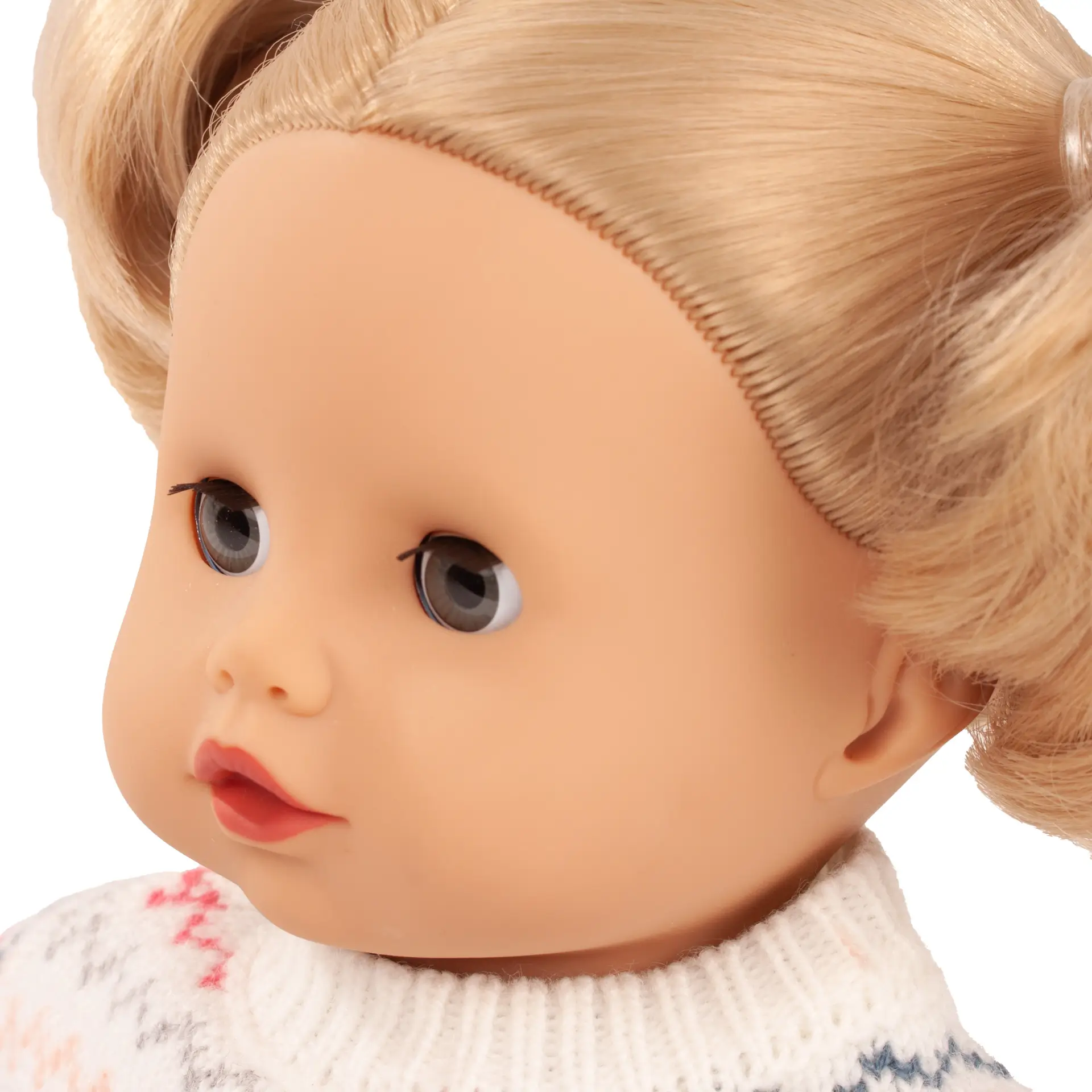 Portrait von Babypuppe Gr. 33 cm mit blondem Haar, blauen Schlafaugen von Goetz