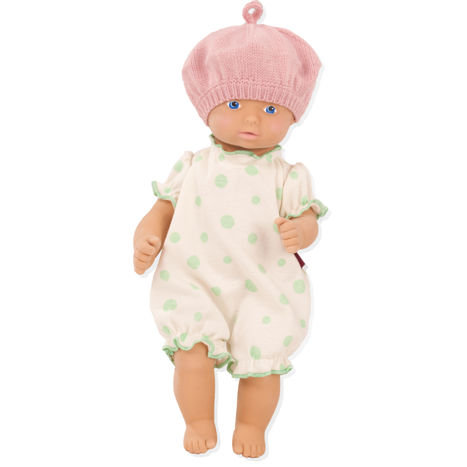 3403528-bio-set-lina-getupft-kautschukpuppe-goetz bio-set-lina-getupft-kautschukpuppe-goetz-baskenmuetze-anzug