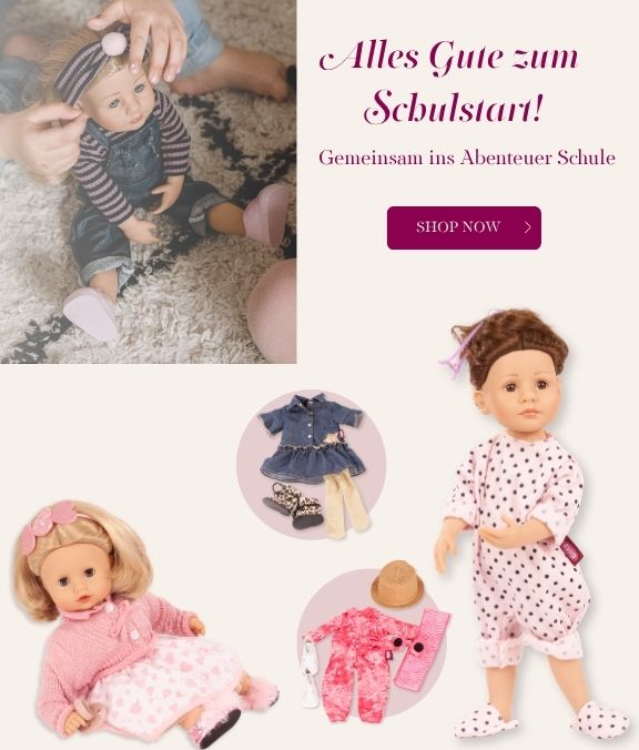 Geschenke fuer den Schulbeginn und die Zuckertuete, wie Puppen und Bekleidung von Goetz