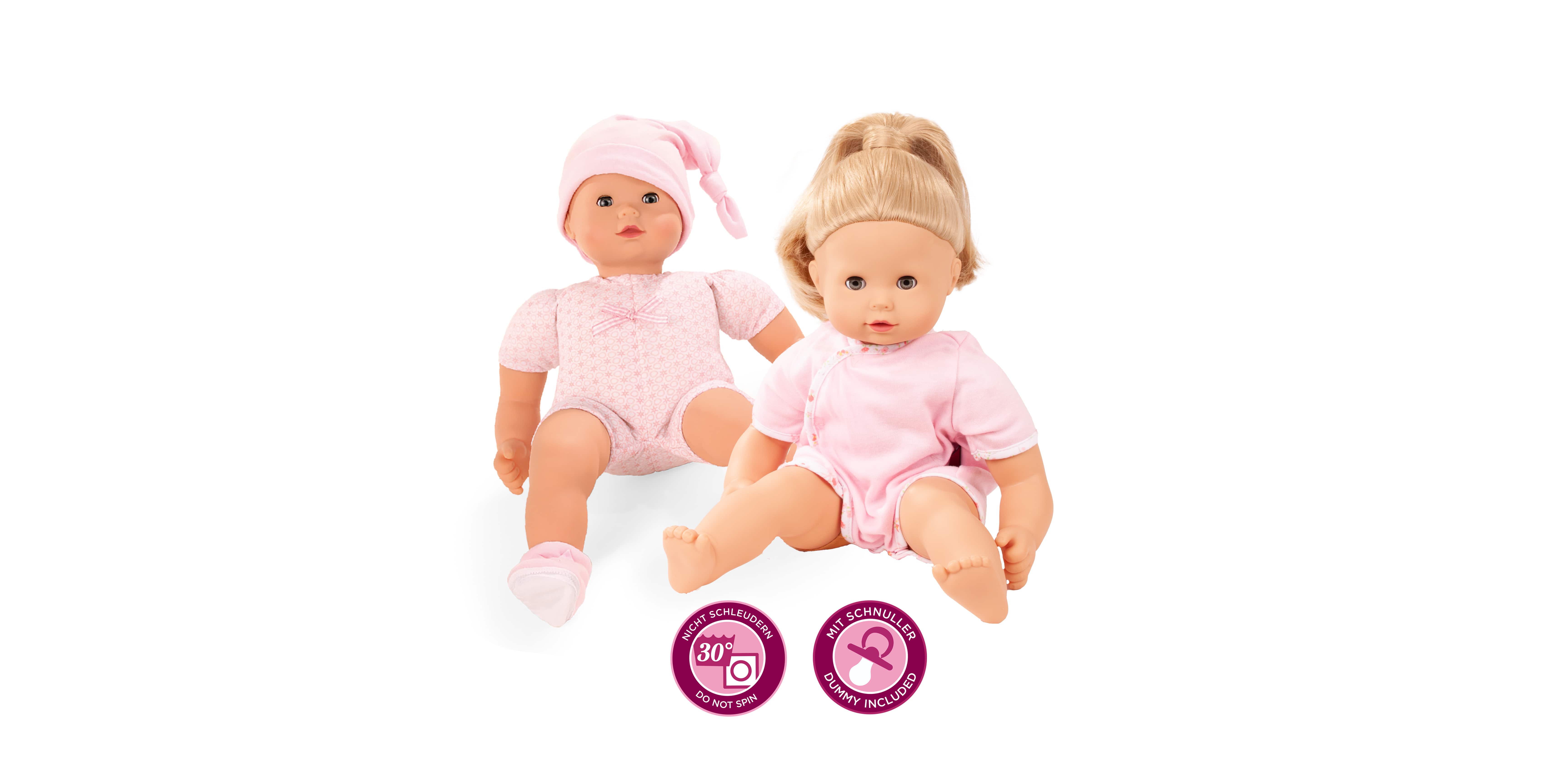 Maxy Muffin Babypuppe Goetz 42 cm grosse Babypuppen mit und ohne Haare mit Weichkoerper mit Vinylarmen und -beinen in Unterwaesche mit Schlafaugen
