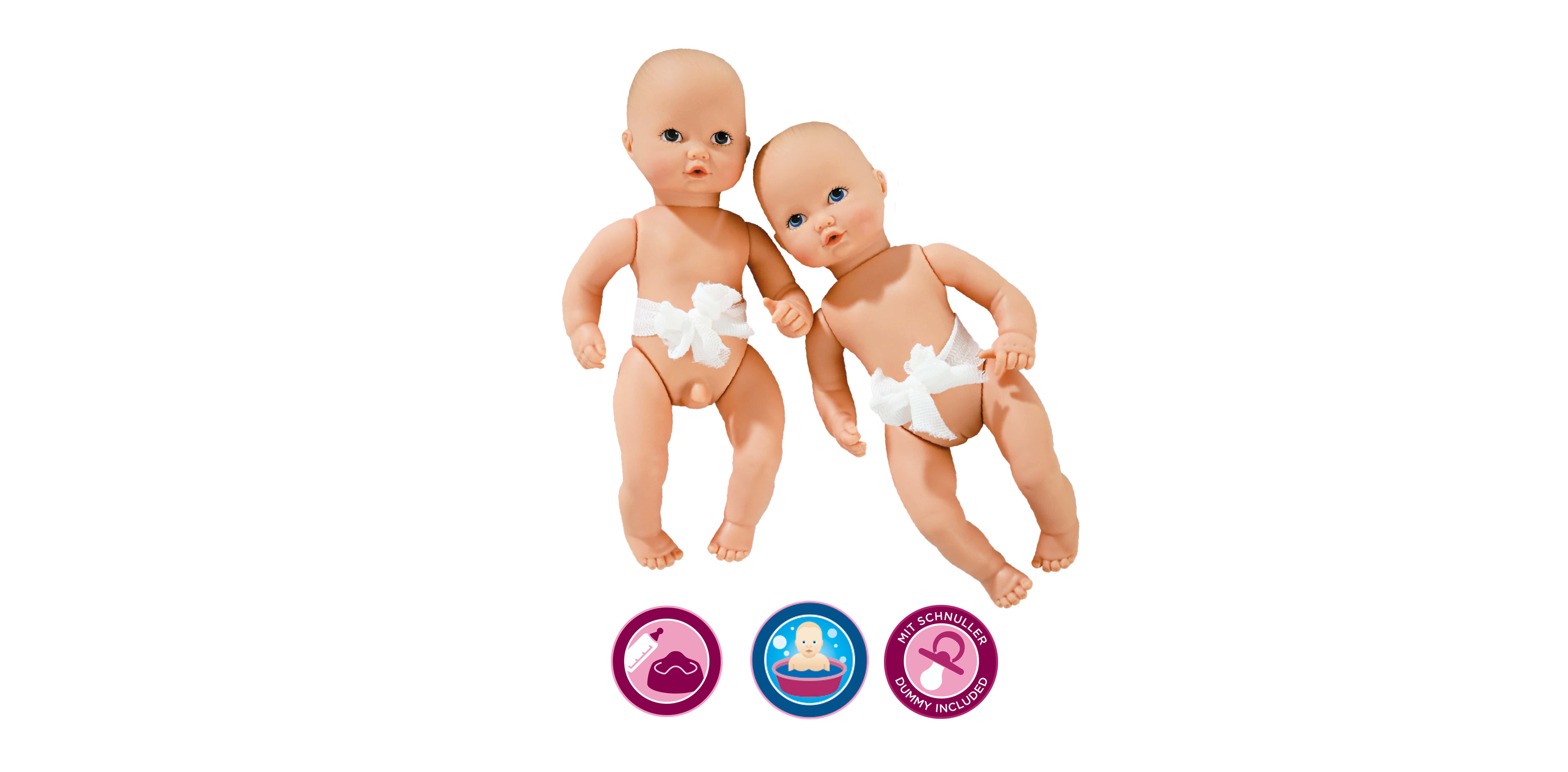 Aquini Badebabies Goetz 33 cm große Badebabies mit Malaugen und Nabelbinde