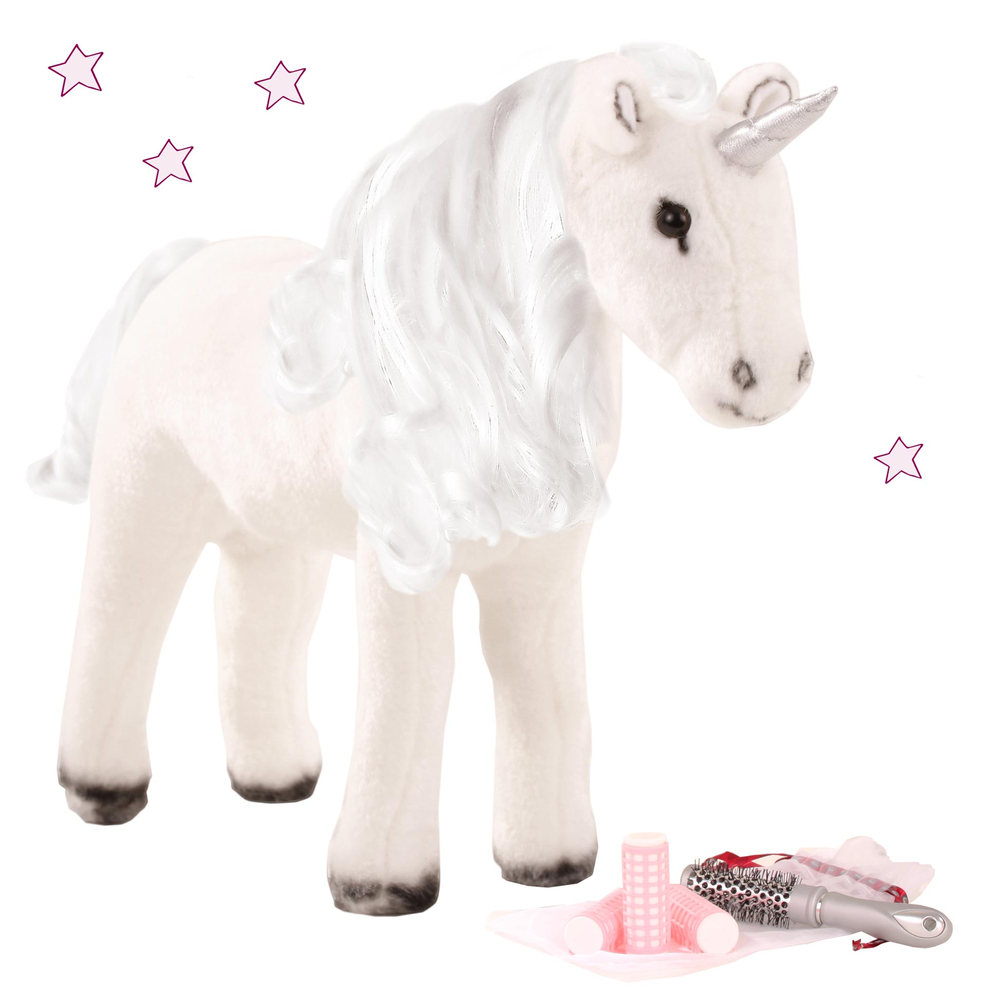 einhorn-achat-plueschpferd-goetz-unicorn-plueschtier-lockenwickler-haarbuerste-lockenbuerste