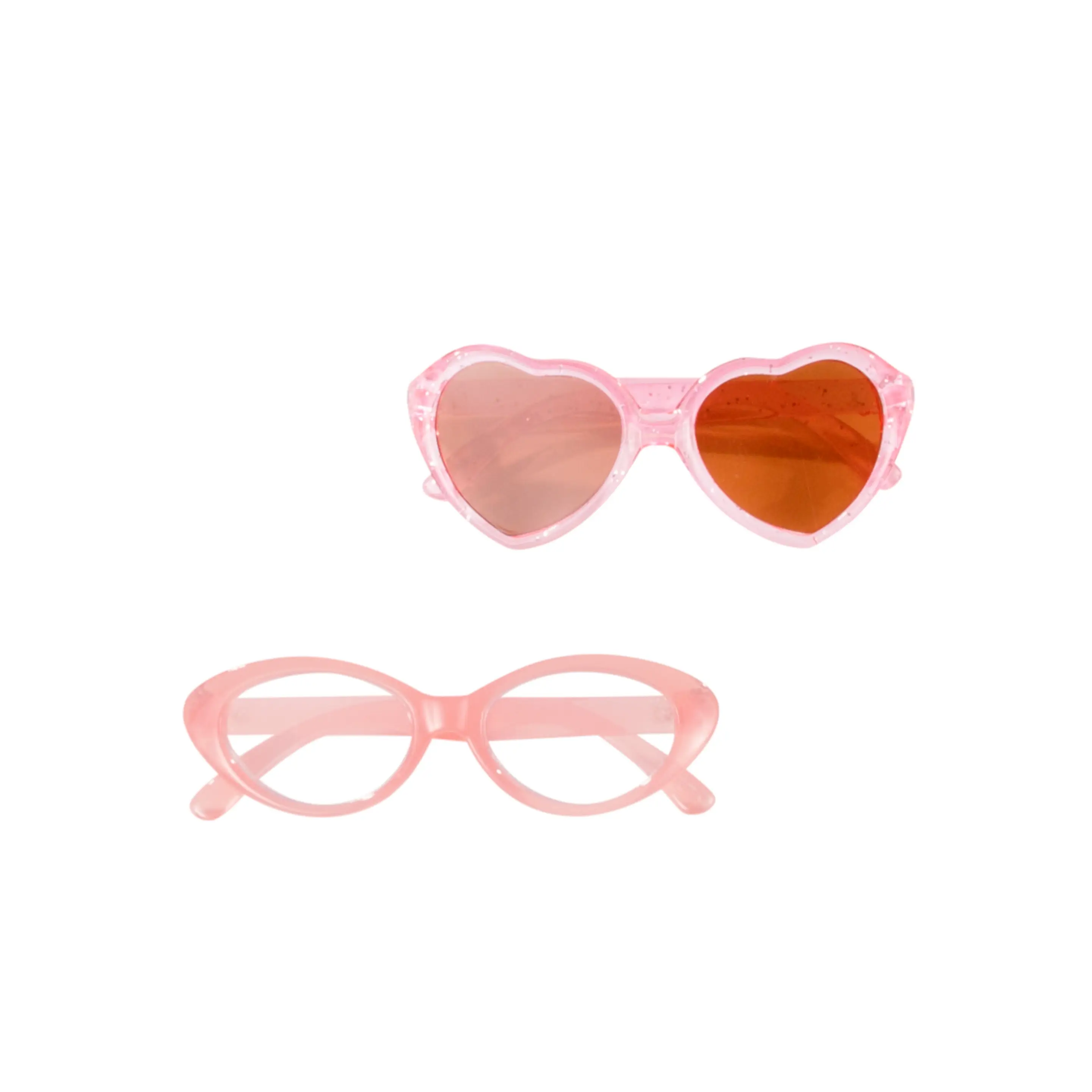 Brillenset passen für alle Puppen, bestehend aus einer ovalen Brille, nicht abgedunkelt und einer herzfoermigen Sonnenbrille von Goetz