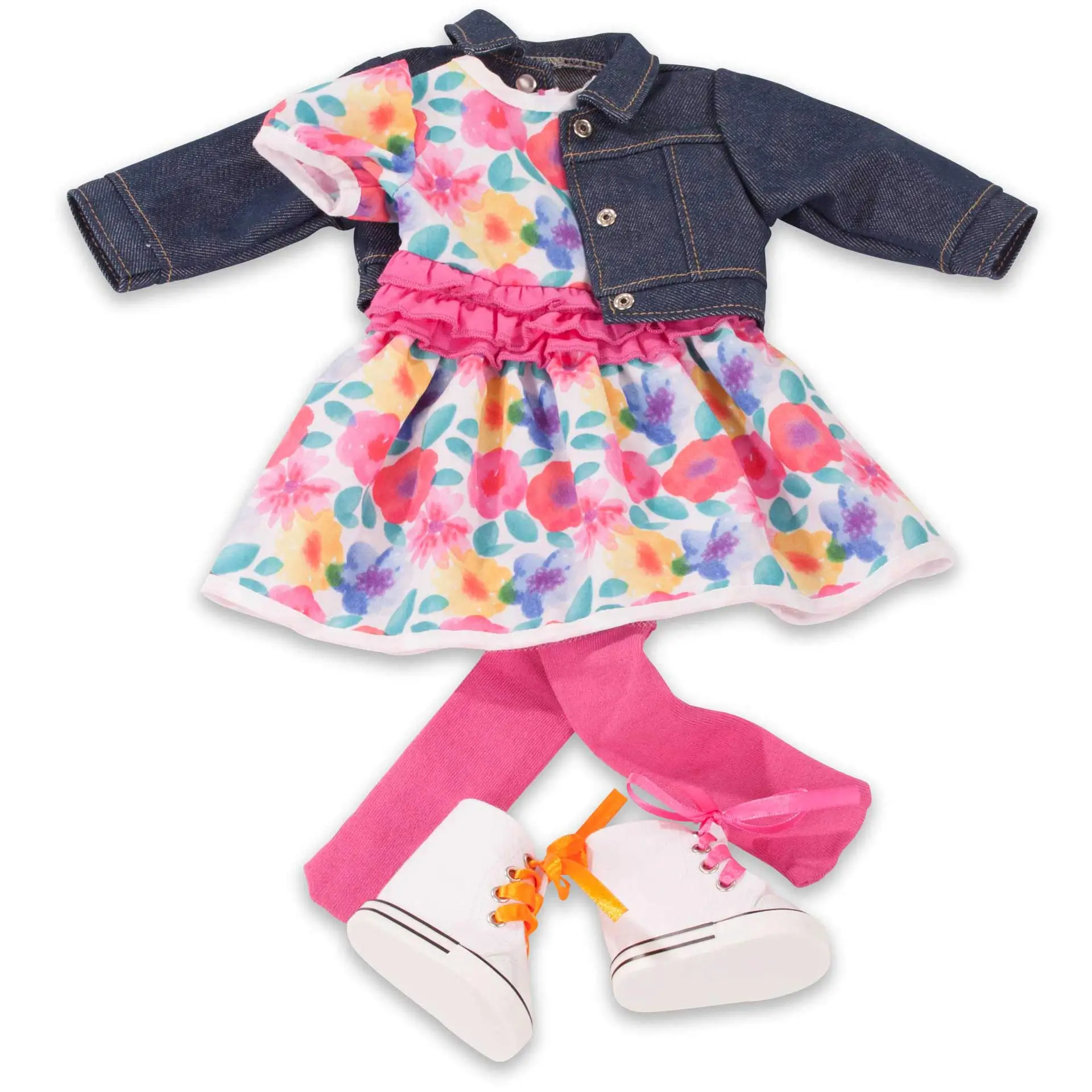 3403336-kombi-blumenfroh-bekleidung-goetz kombi-blumenfroh-bekleidung-goetz-blumenkleid-rueschenkleid-jeansjacke-chucks-stoffturnschuhe-strumpfhose