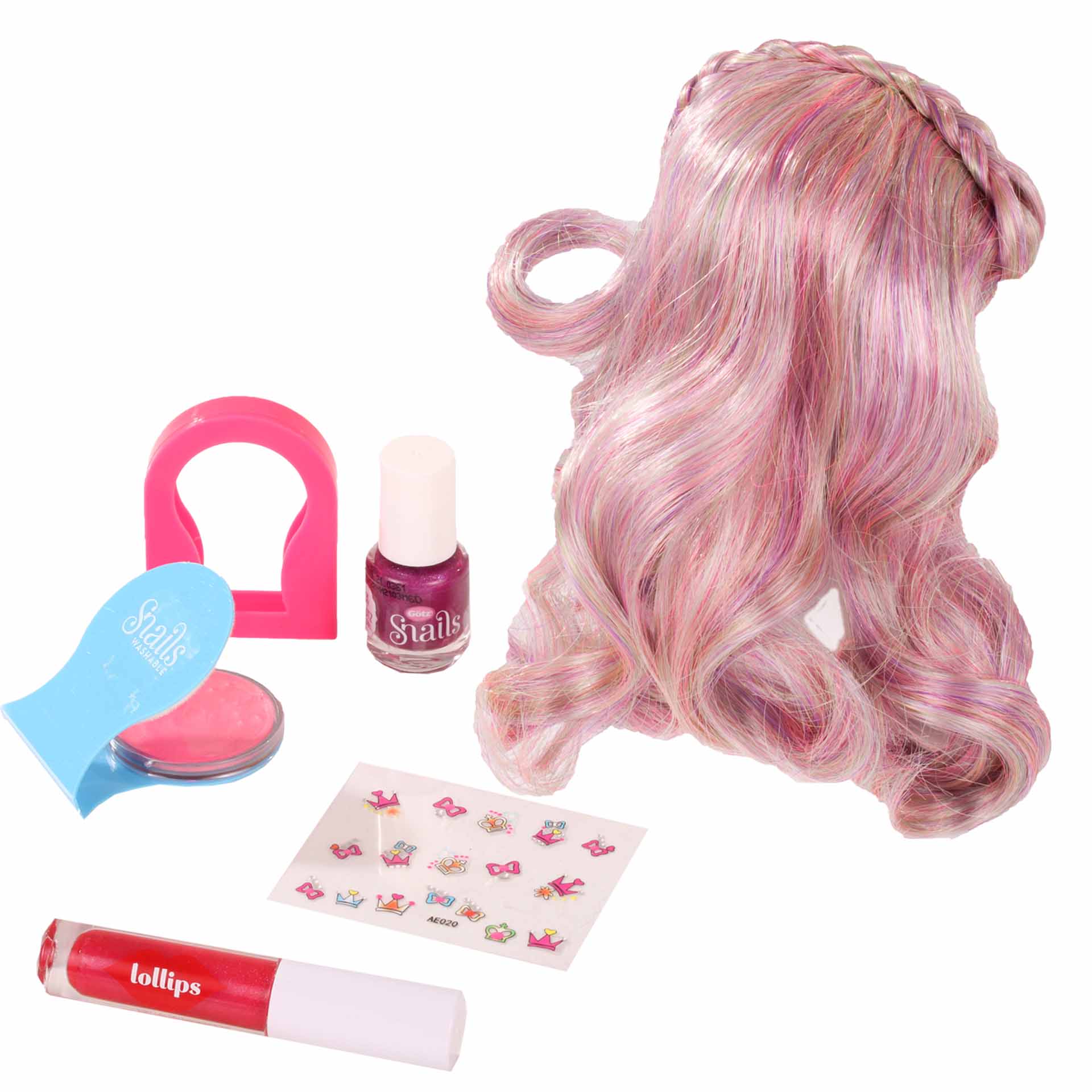 2011020-little-kidz-elli-stehpuppe-zubehoer-goetz little-kidz-elli-stehpuppe-zubehoer-lipgloss-tattoos-nagellack-lidschatten-schminkset-haarteil-goetz