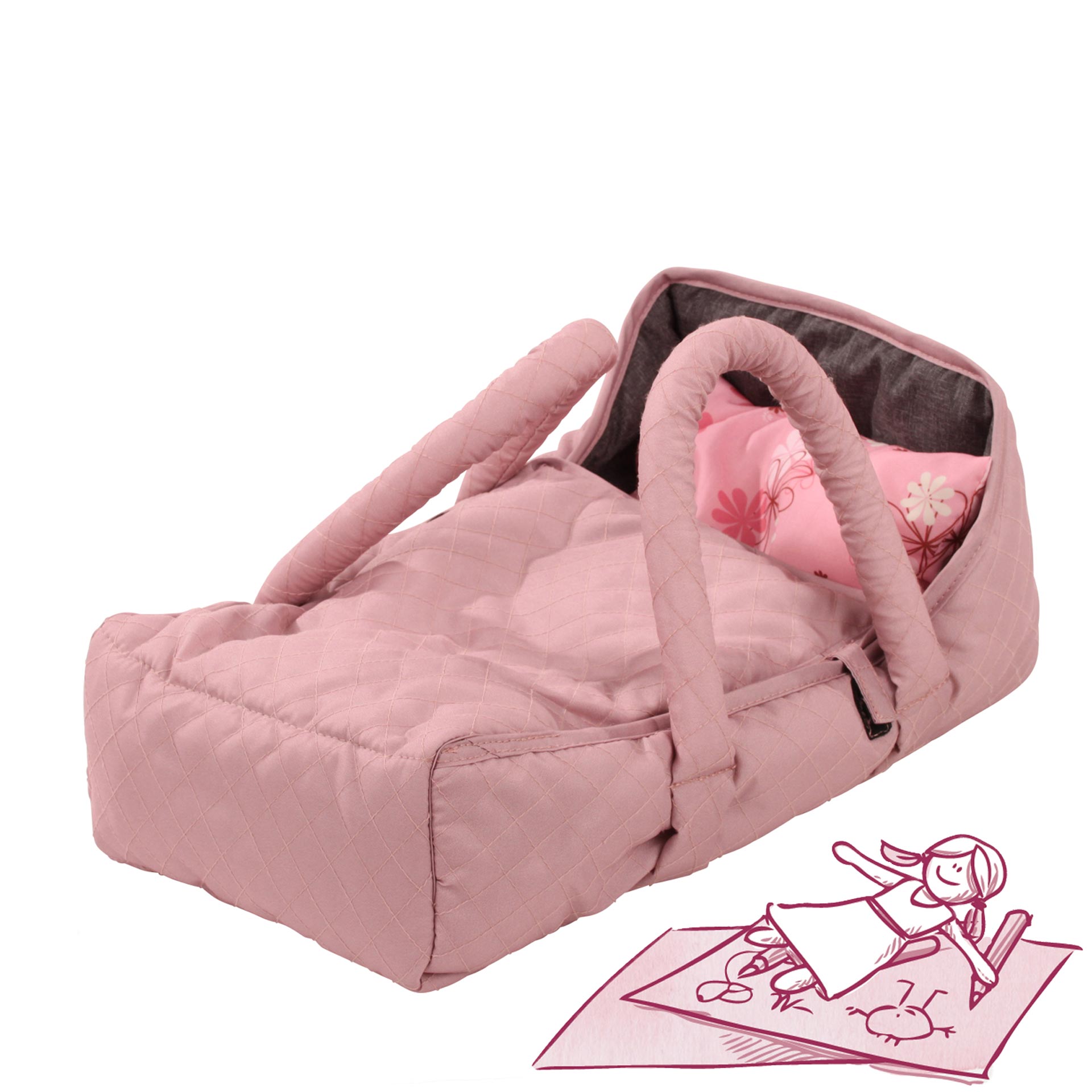 3403365-tragebettchen-soft-mood-goetz tragebettchen-soft-mood-babytrage-rosa-grau-kissen-goetz