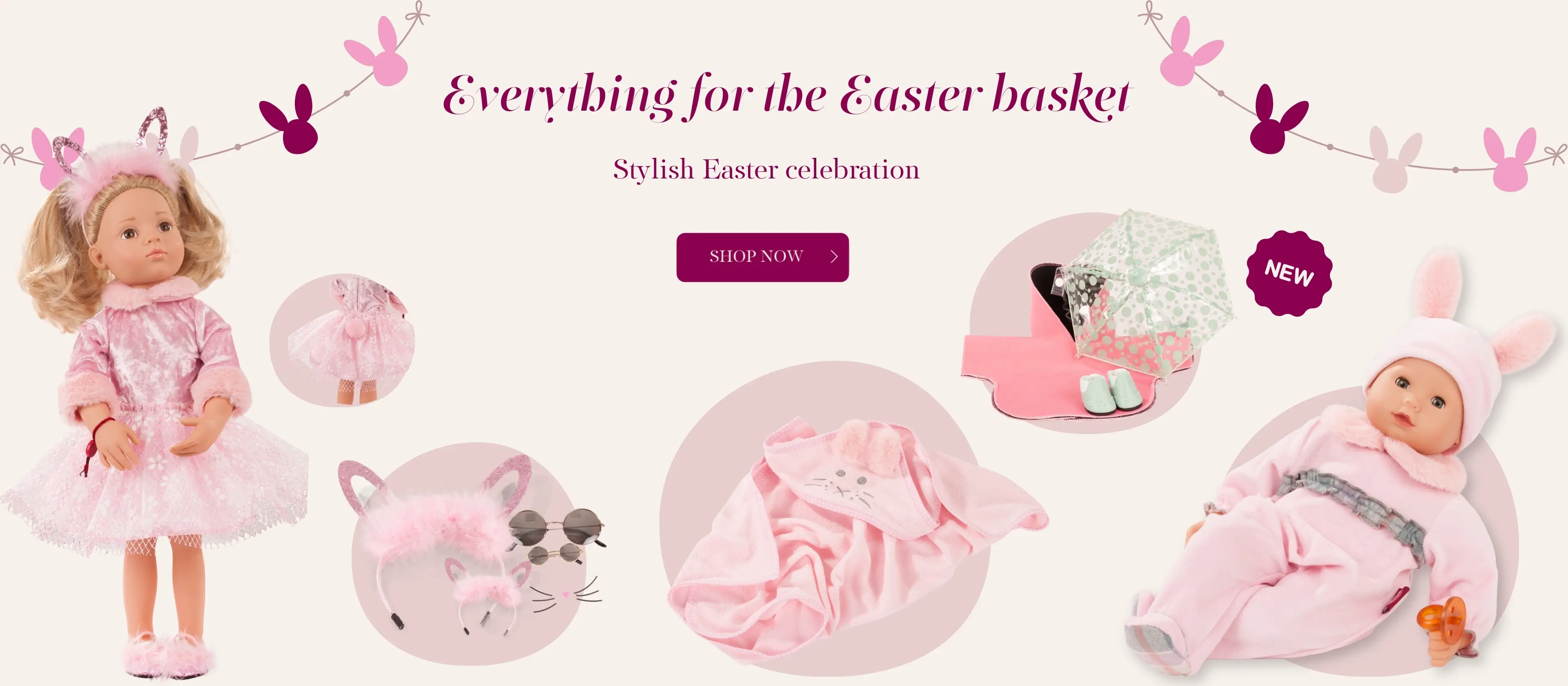 Ostergeschenke mit Glitzer und Osterhasenohren fuer Stehpuppen und Babypuppen von Goetz