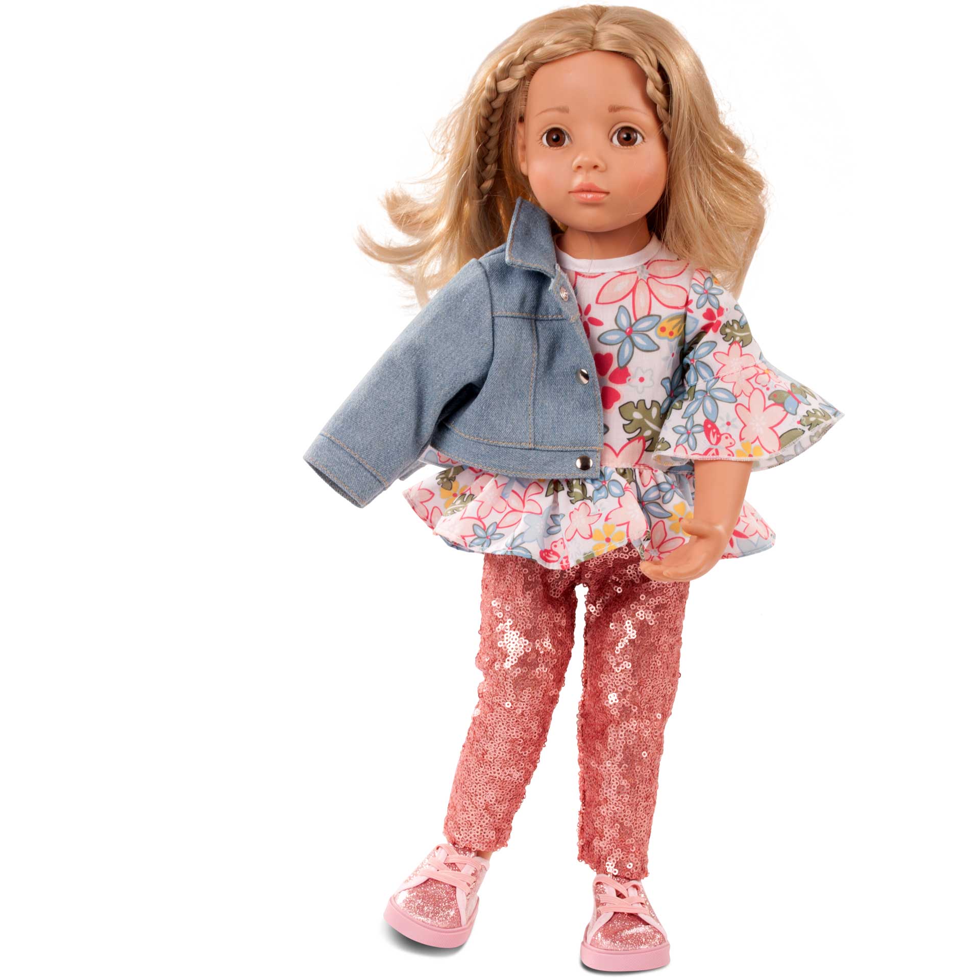 3403265-kombi-clubbing-goetz kombi-paillettenhose-bluse-rueschenbluse-jeansjacke-denimjacke-glitzerschuhe-sneakers-halbschuhe-goetz