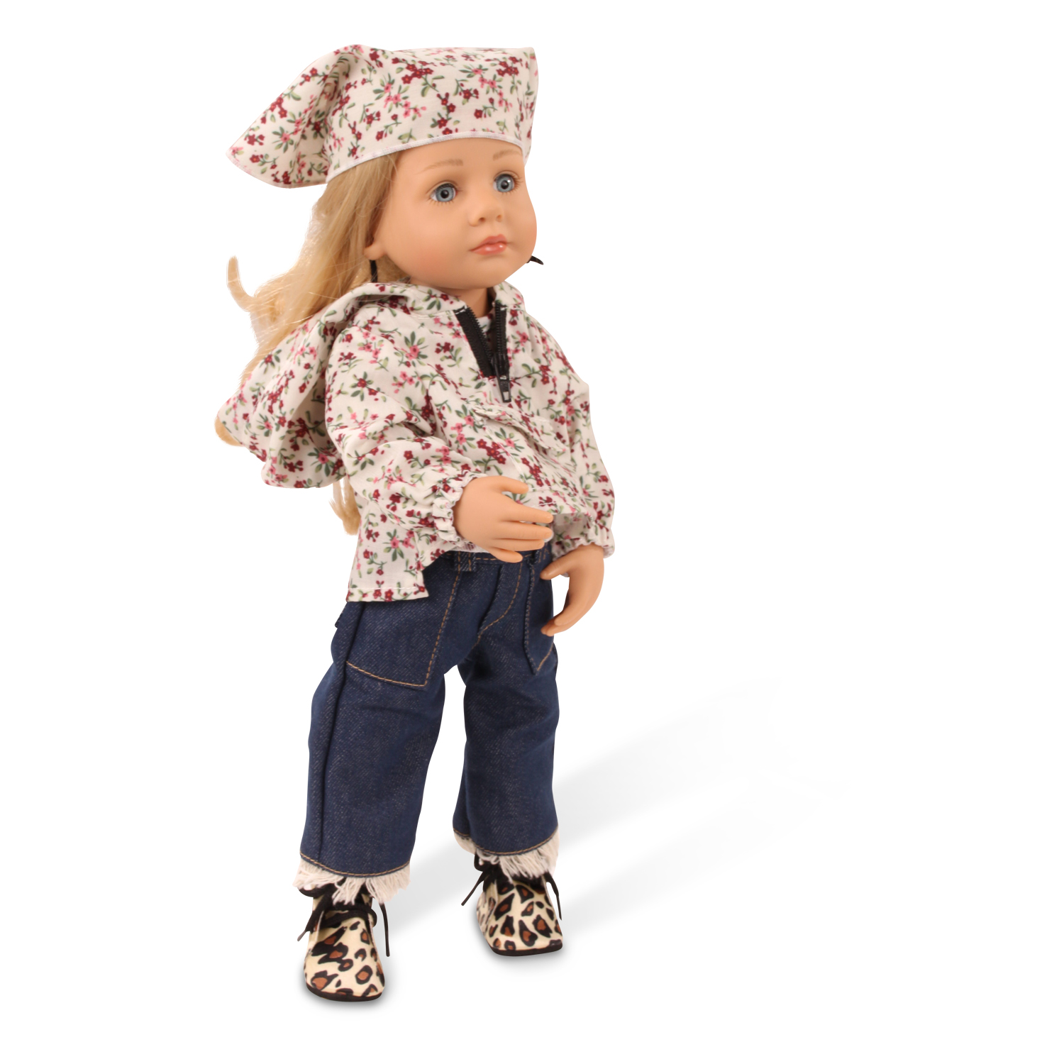 2211026-lotta-mix-and-match-stehpuppe-goetz lotta-mix-and-match-stehpuppe-jeans-stiefel-leoprint-blumenprint-blond-blaue-augen-goetz
