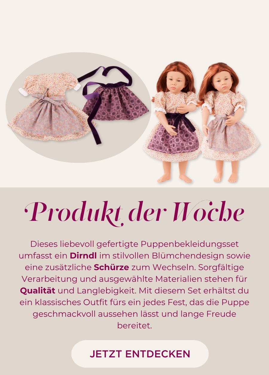 Dirndl fuer Gr. 45-50 cm mit zwei Schuerzen von Goetz