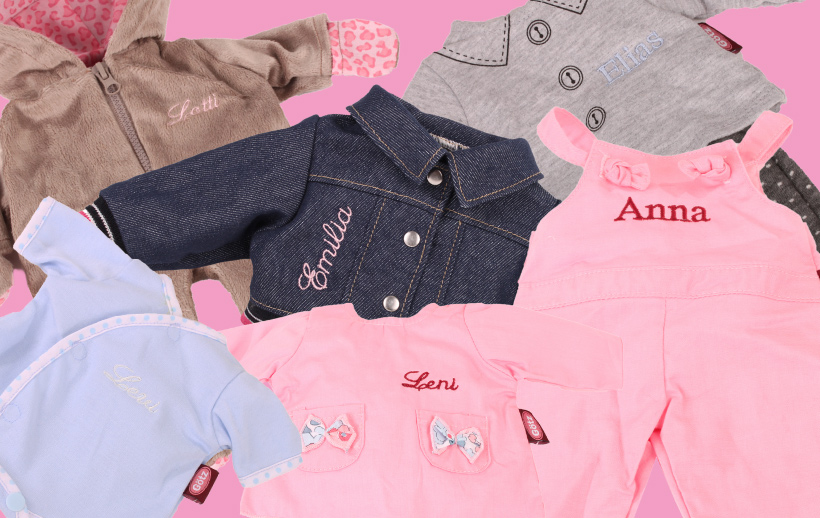 Goetz Puppenmode personalisieren  individuell bestickte Puppenmode mit Namen