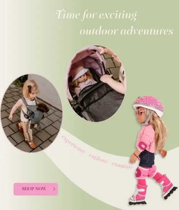 Puppenzubehör für Outdoor: Inliner für Puppen, Puppenbauchtrage und Puppenwagen für unterwegs  Spielspaß im Freien