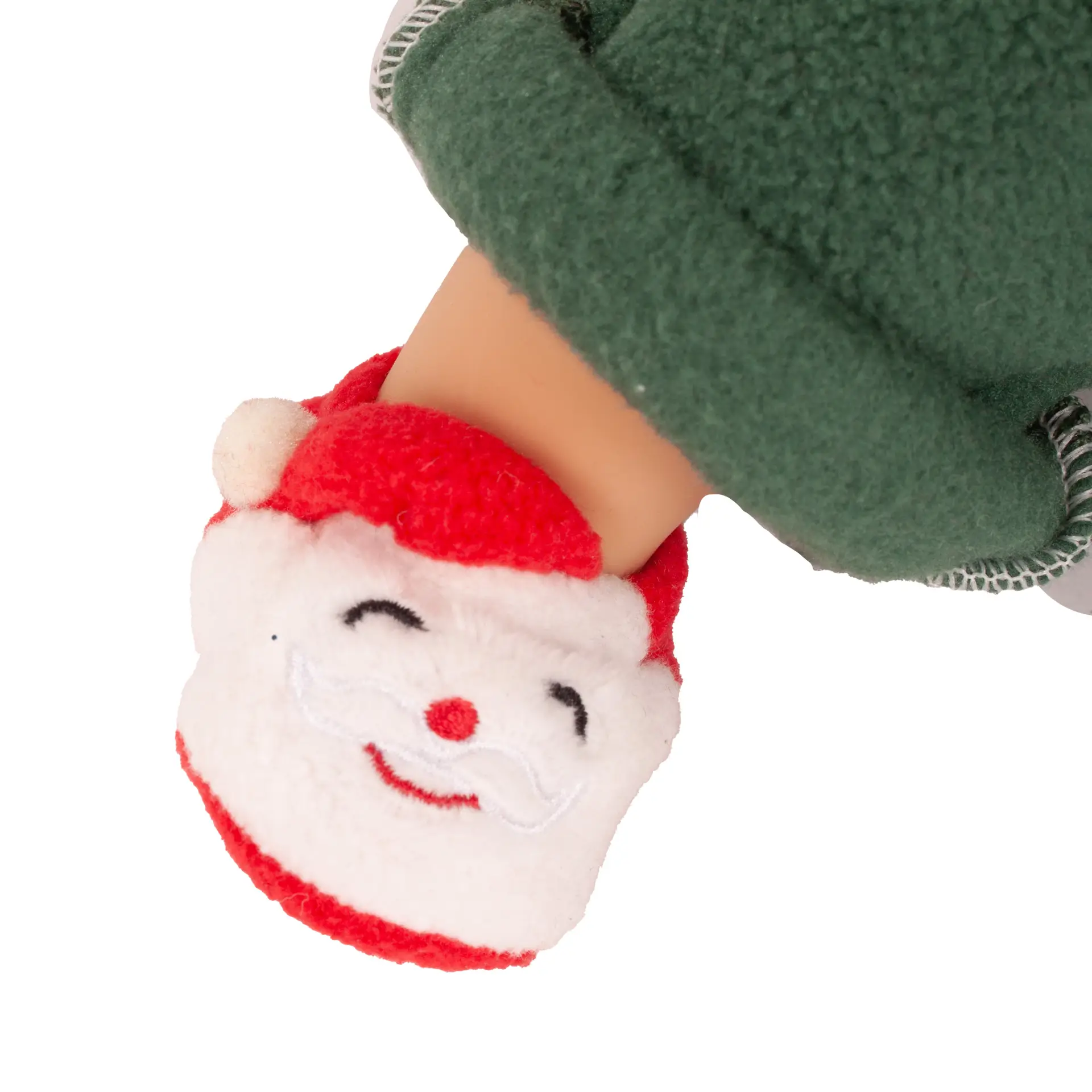 2520575 Muffin Christmas Candy Babypuppe von Goet Babypuppe Gr. 30-33 cm. Detailansicht der witzigen Weihnachtspuschen in rot-weiß mit Weihnachtsmannmotiv - von Goetz