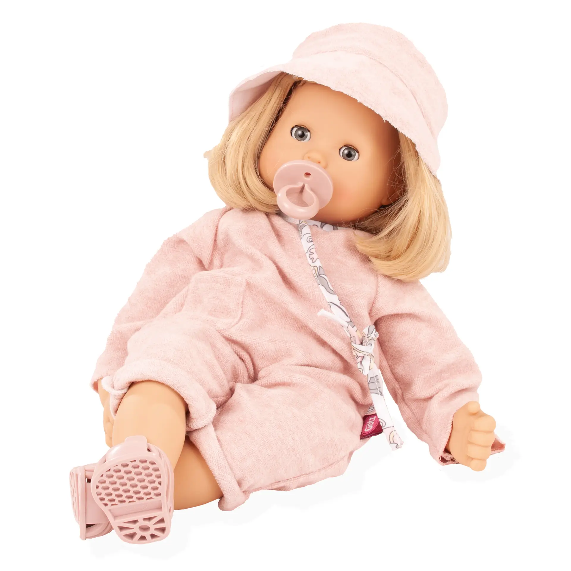 maxy-muffin-schmetterling-babypuppe-goetz-hut-sommeranzug-schnuller-sandalen-blond-pagenkopf-schlafaugen-blaue-augen