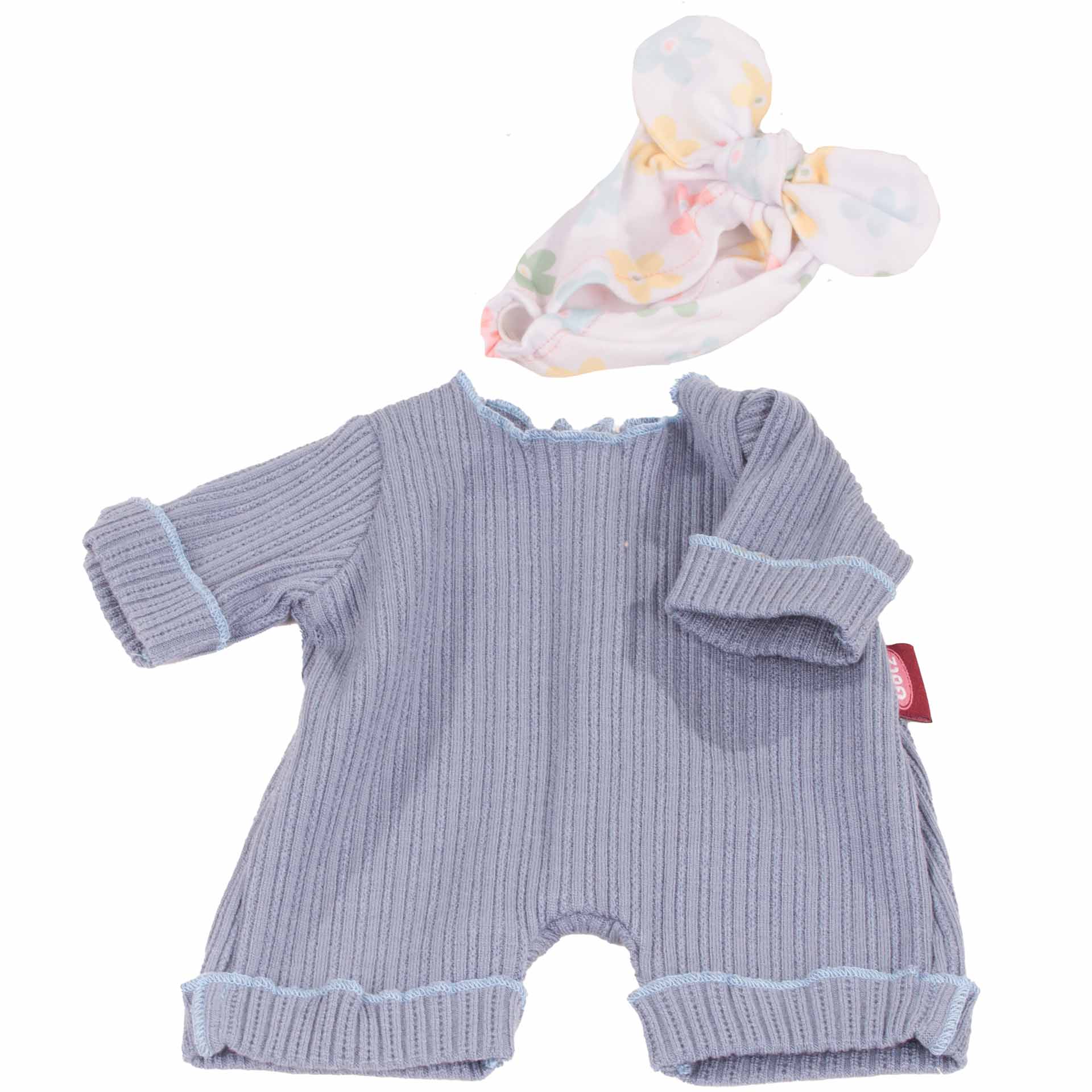 3403548-kombi-romper-farbspiel-bekleidung-goetz romper-farbspiel-bekleidung-goetz-muetze-schleife-kopfbedeckung-strampler-anzug-blau-babypuppenbekleidung