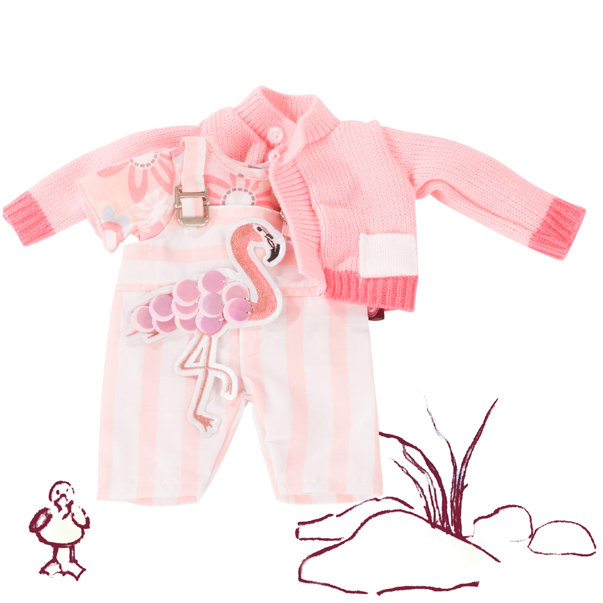 3403022-babykombi-pretty-flamingo-bekleidung-strickjacke-latzhose-t-shirt-goetz