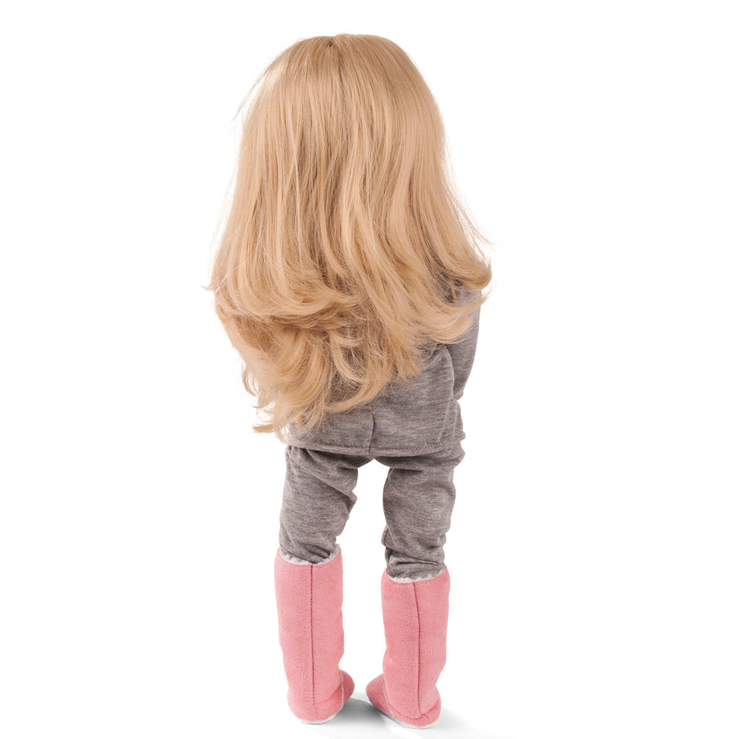 1466023-emily-multigelenkstehpuppe-goetz emily-multigelenkstehpuppe-goetz-rosa-stiefel-oberteil-hose-in-grau