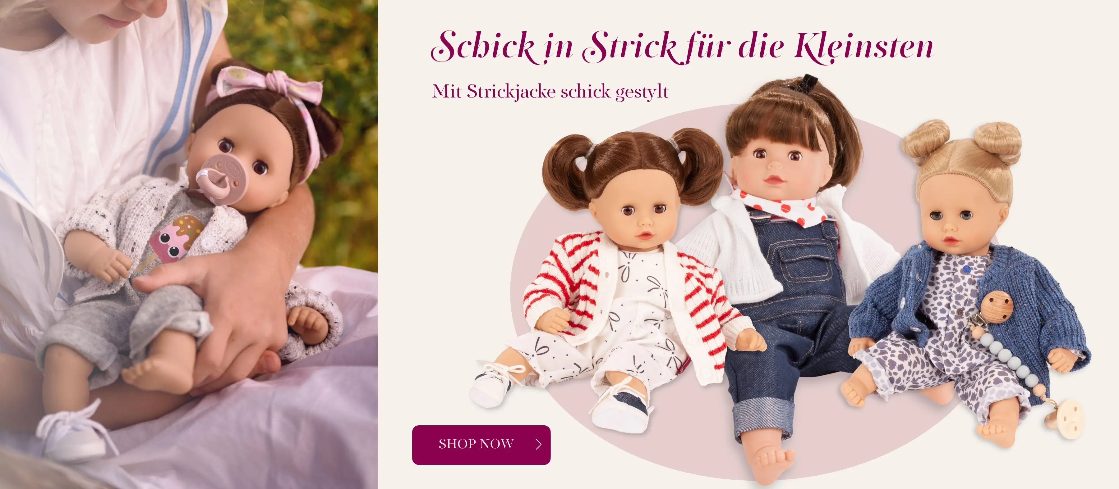 Kombis mit Strickjacke fuer Babypuppen in Gr. 30-33 cm von Goetz