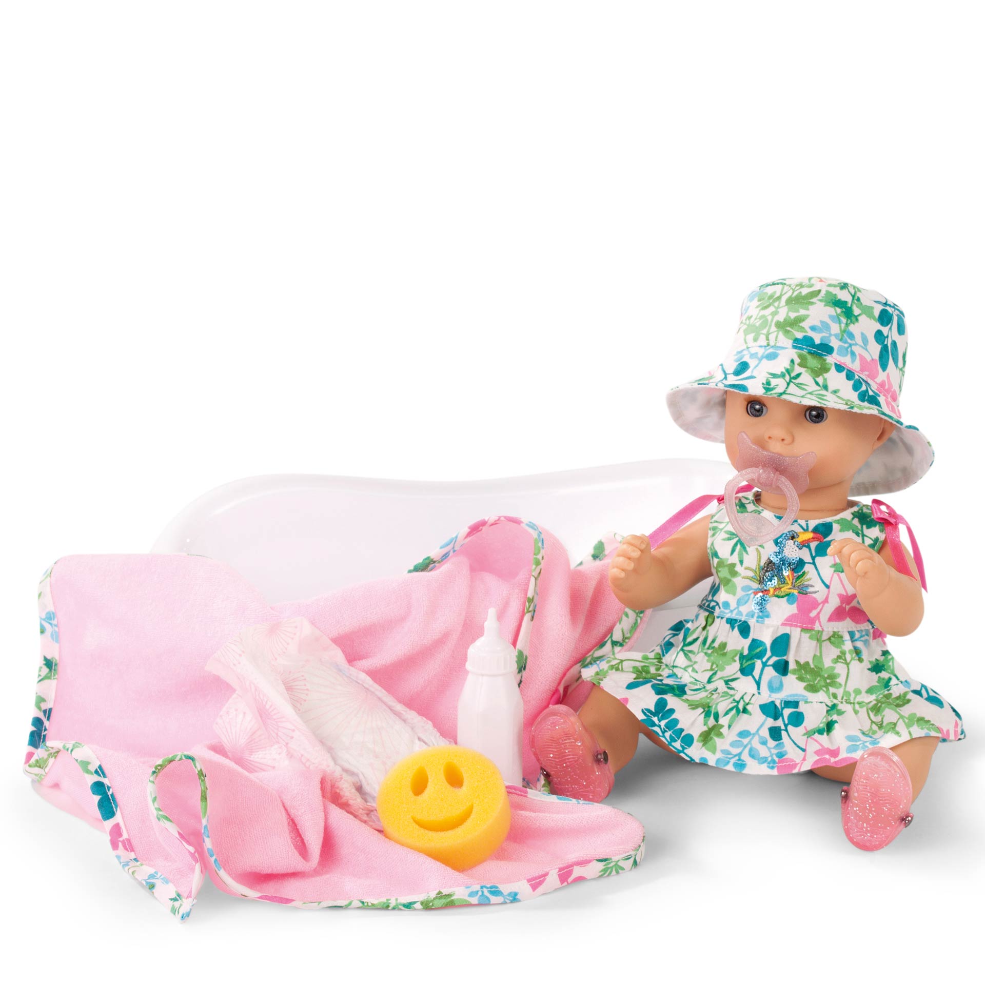 1953139-sleepy-aquini-blooms-badepuppe-goetz sleepy-aquini-blooms-badepuppe-schnuller-badeschwamm-kapuzentuch-trinkflasche-badeschuhe-cappy-sommerkleid-schlafaugen-badewanne-goetz