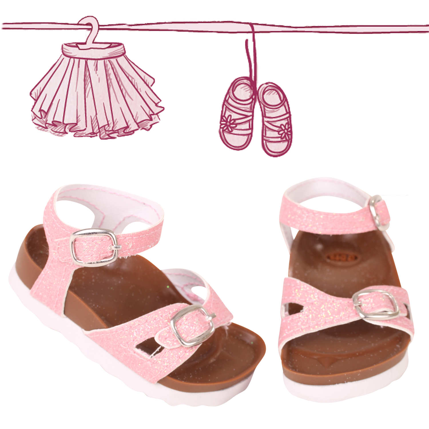 XL 45-50 u Götz Puppen: Gummi-Glitzer-Sandalen Baby Gr M 42-46cm Neu! Gr 