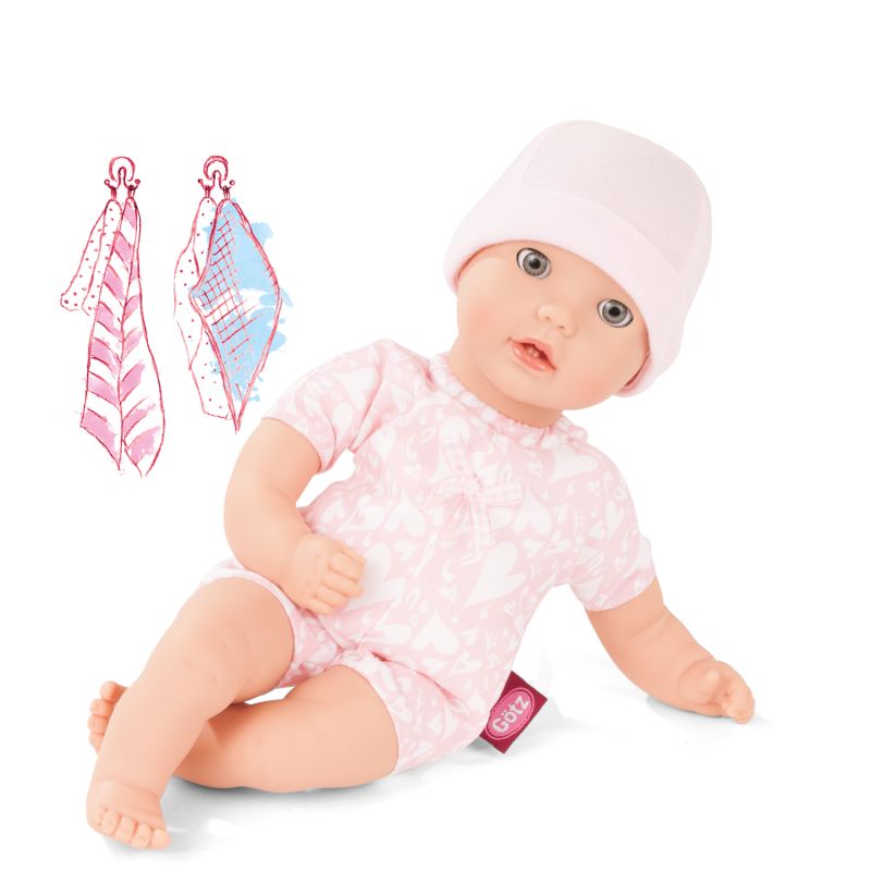 Muñeca Llora Con Chupete Götz 2353149 Sleepy Aquini Girl BliBlaBlume - Muñeca De Baño Grande De 33 Cm Con Ojos Azules Para Dormir, Sin Pelo En Un Juego De 9 Piezas